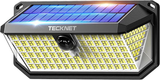 TECKNET 4200Lm 416 LED Solar Lights Outdoor Waterproof, 300° Angle & 3 Lighting Modes Motion Sensor Outdoor Lights, 2 Pack Security Solar Light IP66 for Fence Front Door Yard - 1 Pack Tecknet