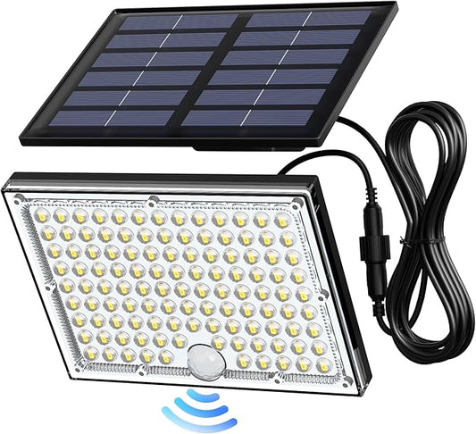 JACKYLED Solar Lights Outdoor with Motion Sensor, 113LED Cool White Solar Flood Lights, Waterproof Dusk to Dawn Solar Powered Security Spot Lights for Porch Patio Yard Garage, 1 Pack JACKYLED