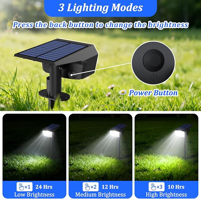 Sucolite 8-Pack Solar Spot Lights Outdoor Waterproof IP65, 3 Lighting Modes 2-in-1 Solar Landscape Spotlights for Yard, 59 LED Solar Powered Wall Lights for Garden Pathway Driveway Walkway, Cool White Sucolite