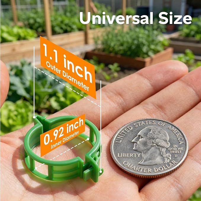100pcs Tomato Clips for Climbing plants, Plastic Trellis Plant Support Clips for Garden, Reusable Clips for Supporting Grape Tomato Vine and Vegetables Plants to Grow Upright Makes Plants Healthier LOOHOI