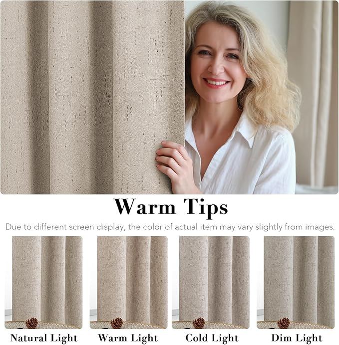 H.VERSAILTEX Blackout Curtains Durable Thick Textured Look 100% Blackout Patio Door Curtain Anti Rust Grommet Extra Wide Sliding Door Curtain Panel, Cobblestone, W100 x L84 inch HVERSAILTEX