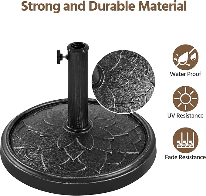 Yaheetech 18'' Umbrella Base 26.5lbs Heavy Duty Patio Umbrella Stand, Round Umbrella Base Stand, Resin Umbrella Holder for Outdoor, Garden, Yard, Black Yaheetech