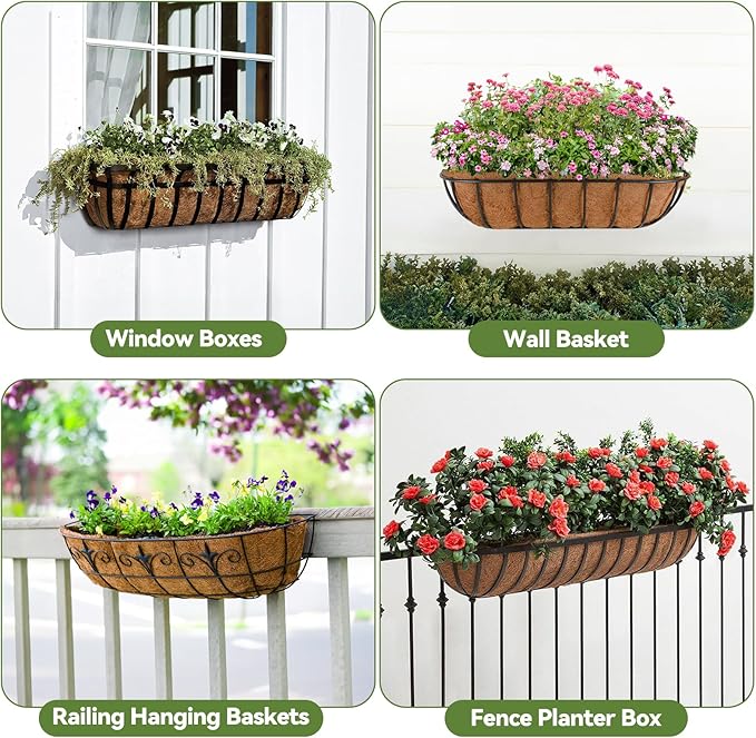 3Pcs Trough Coco Liner 36" Coco Coir Liners for Planters, Liners for Window Boxes Liners, Wall Basket Planters, Railing Hanging Baskets, Garden Planter Baskets HAOVZRI