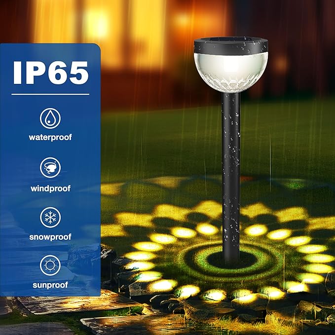 4 Pack Solar Flood Light, Security Lights,Pathway Lights with 2CCT(Warm and Cool) Light Modes,Bright Pattern Solar Decorative Lights Outdoor JEJOT