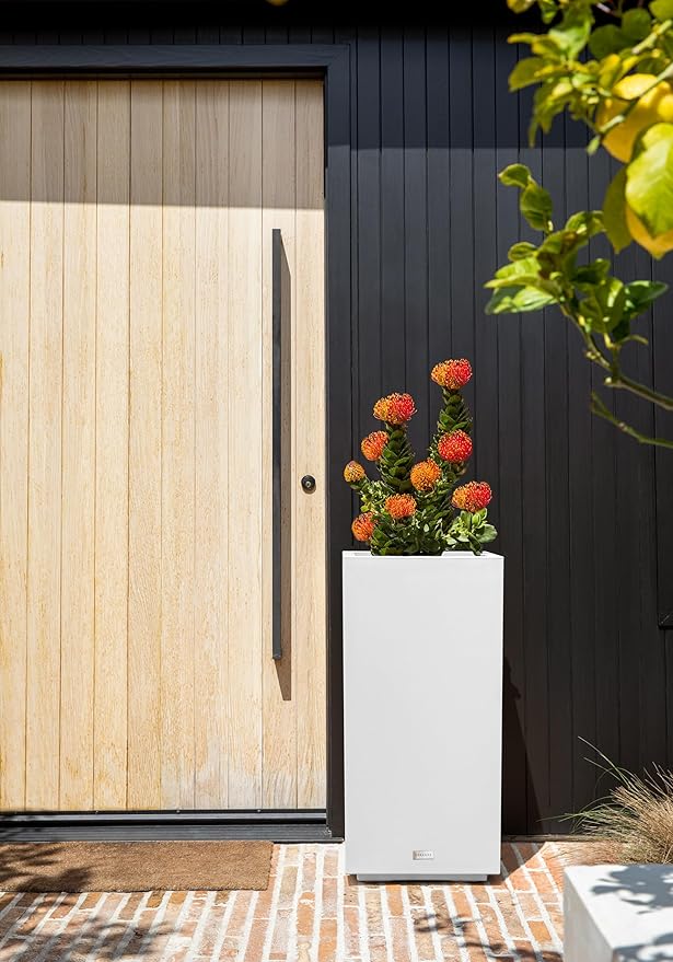 Veradek Block Series Pedestal Planter - Tall Planter for Indoor or Outdoor Front Porch | All-Weather Use with Removable Insert Bucket | Modern Décor for Flowers, Tall Trees, Faux Plants VeradekOutdoor