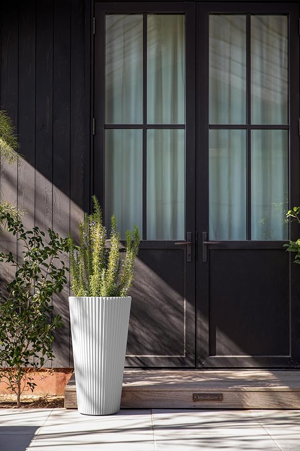 Veradek Demi Series Tall Planter for Porch, Patio, Backyard | Durable Plastic-Stone Composite Material | Modern Décor for Tall Plants, Grasses VeradekOutdoor