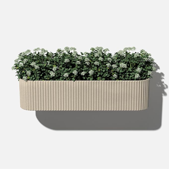 Veradek Demi Series Railing Planter - Hanging Planter Box for Windowsill/Balcony | Plastic-Stone Composite w/Railing Bracket | Modern Décor for Flowers VeradekOutdoor