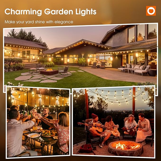 addlon 72FT(2FT Space) LED Outdoor String Lights with 36 Edison Shatterproof Bulbs, Heavy-Duty and Weatherproof Strand, Commercial Grade Patio Lights, Decorative for Patio, Black addlon