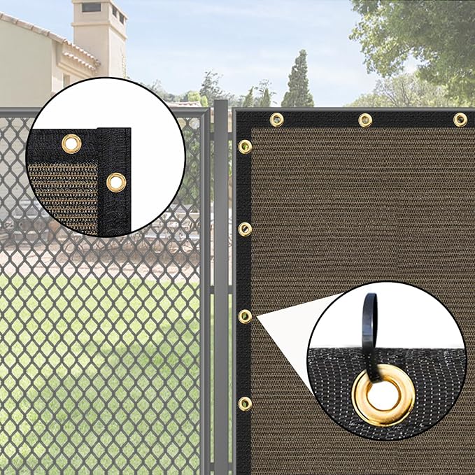 UPGRADE Privacy Screen 3' x 16' Fence Commercial Shade Cover with Brass Grommets Heavy Duty Perfect for Outdoor Back Yard, Brown, Customizable UPGRADE
