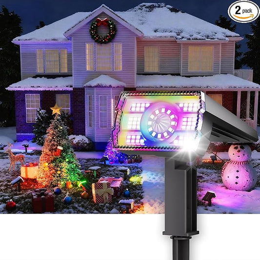 2 Pack - Solar Christmas Lights Outdoor Waterproof,6 Color Changing Spotlights &10 Modes, IP67 Waterproof,105° Adjustable Solar Spot Lights for Pathway/Garden/Yard/Patio/Landscape/Backyard Xmas Decor Professionalproductionofsolarlightsoutdoor%EF%BC%9A%EF%BC%89