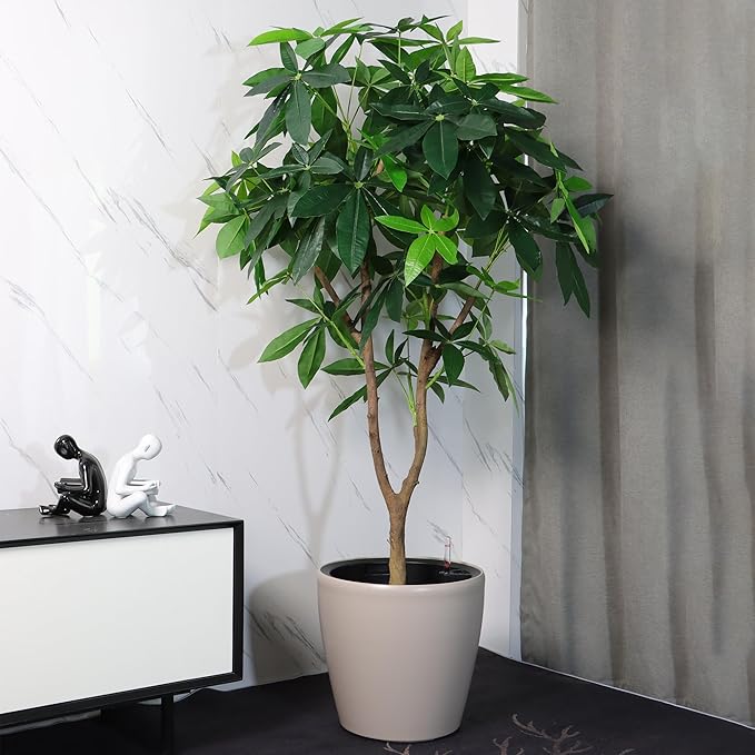 Dexceder 13x12 Self Watering Planter with Wheels Indoor Outdoor, Inner Pot Design, Thickened Large Floor Standing Flower Plant Pot with Water Level Indicator (Taupe Matte) Dexceder