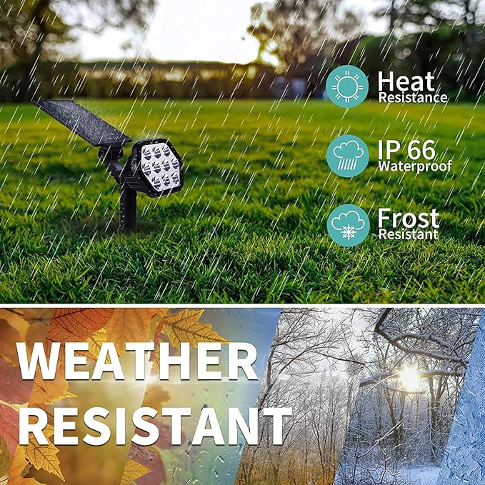 Nekteck Solar Lights Outdoor,10 LED Landscape Spotlights Powered Wall Lights 2-in-1 Wireless Adjustable Security Decoration Lighting for Yard Garden Walkway Porch Pool Driveway (2 Pack, Warm White) Nekteck