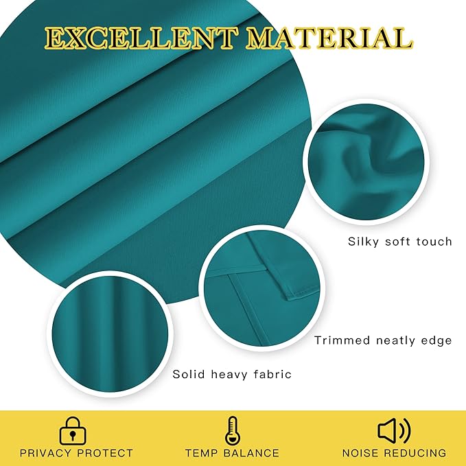 NICETOWN Extra Wide Blackout Sliding Door Curtain - Insulated Noise Reduction Drapes, Privacy Vertical Blind for Living Room & Bedroom (Peacock Teal, W100 x L95, 1 Panel) NICETOWN