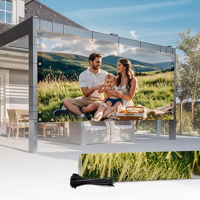 Artpuch Custom Design Backdrop Screen for Gazebo, Full-Color Printed Shade Cloth with UV Protection, PVC Sun Shade Cover for Pergola, Patio, Outdoor, Backyard, Garden, Balcony Artpuch