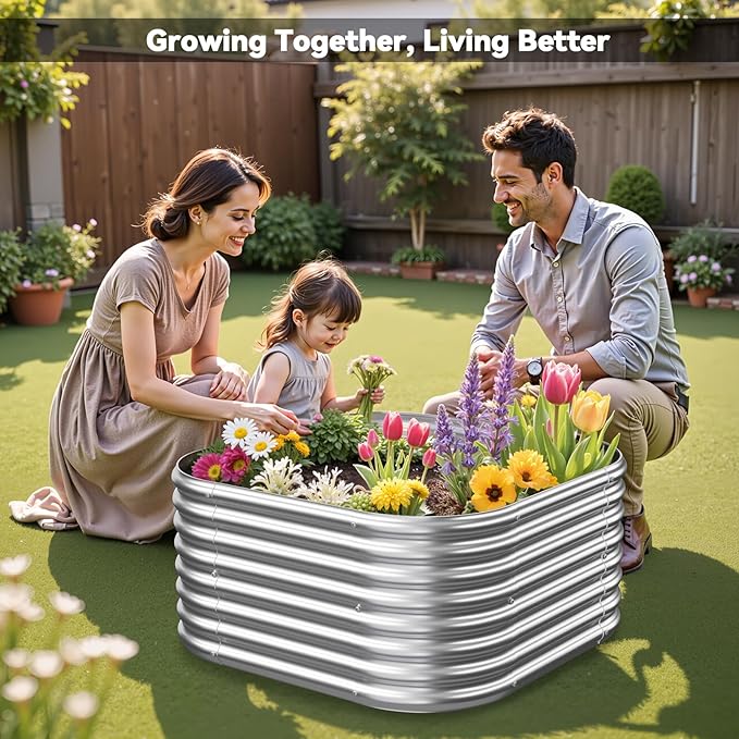 4 Pack 2x2FT Corrugated Galvanized Steel Raised Garden Bed Outdoor, Metal Above Ground Garden Bed for Vegetables and Flowers, Raised Beds for Gardening-2x2FTx10Inch CATMANOR