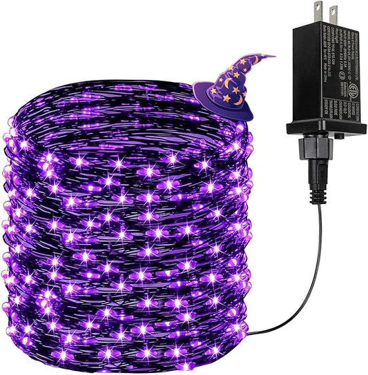 66Ft 200 LED Halloween Fairy Lights Plug in, 8 Modes String Lights with Timer for Outdoor & Indoor, Waterproof Twinkle Lights for Bedroom Garden Party Carnival Supplies Halloween Decorations (Purple) BHCLIGHT