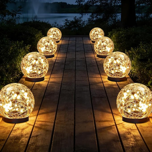 Solar Globe Lights Outdoor Waterproof-Solar Balls Garden-Cracked Glass Ball Solar Lights Outdoor-Solar Orbs Outside-Outdoor Decorations Patio & Yard Lawn Backyard Decor JKIMK