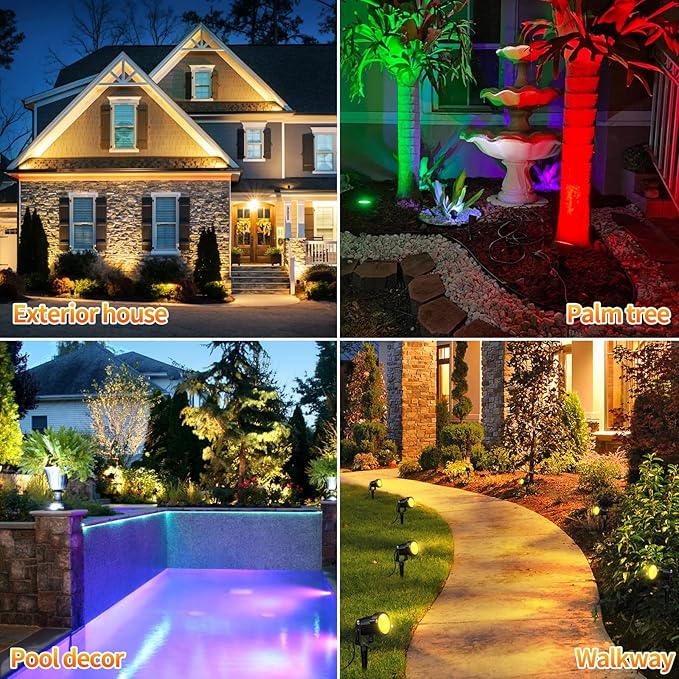 OurLeeme Lawn Flood Light Stake, 2-in-1 Waterproof Outdoor Remote controlle Landscape Lighting Spotlight Wall Light for Yard Garden Driveway Pathway Pool(2 Pack) OURLEEMELIGHTING