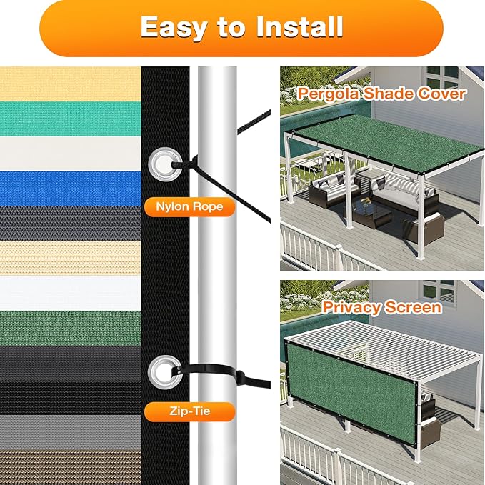 Artpuch Outdoor Pergola Shade Cover 10' X 12' Sun Shade Cloth with Grommets, 90% UV Protection Canopy Patio Privacy Screen (Customized Available) GN107, Green Artpuch