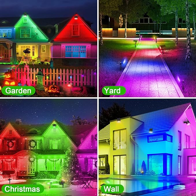 LANSOW Solar Spot Lights Outdoor Color Changing, [7 Modes/8 Pack] Christmas Landscape Spotlights, Solar Lights Outdoor Waterproof, Solar Powered Flood Lights for Outside Yard Garden Pathway LANSOW