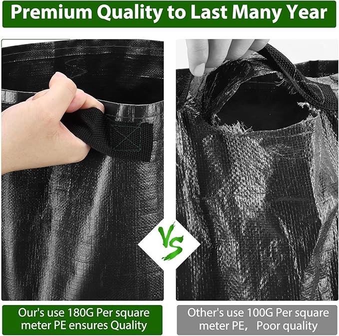 JJGoo Potato Grow Bags, 4 Pack 10 Gallon with Flap and Handles Planter Pots for Onion, Fruits, Tomato, Carrot - Black JJGoo