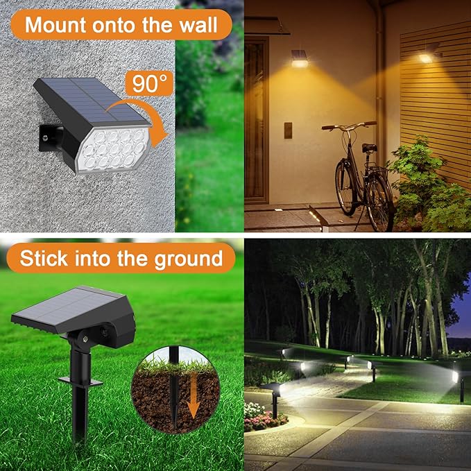 WELALO Solar Color Changing Spot Lights Outdoor, Waterproof Solar Halloween Lights, 7 Modes Multicolor RGB Landscape Spotlights for Garden Yard Driveway Lawn Patio Pathway Christmas Decorations 6 Pack WELALO