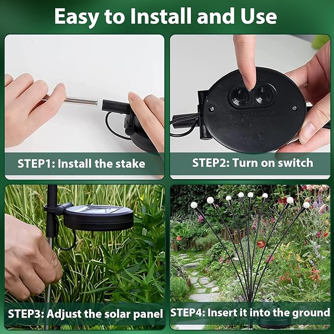 12-Pack Garden Solar Lights, 96 LED Solar Lights Outdoor for Garden Decor, Waterproof Firefly Light Outdoor (Sway by Wind), Swaying Light for Outside Yard Pathway Landscape Decorations (Warm White) Albelt