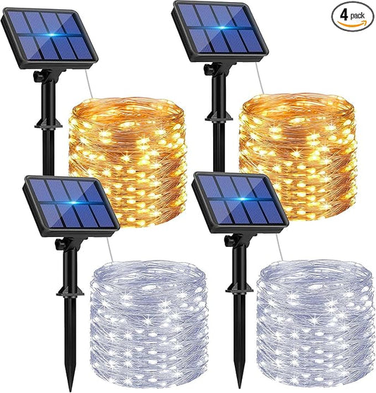 btfarm 4 Pack Solar String Lights Outdoor - 320LED 132FT Solar Fairy Lights Outside Waterproof 8 Modes, Copper Wire Solar Powered Twinkling Lights for Tree Garden Christmas Wedding Party Decoration btfarmdecorativelighting