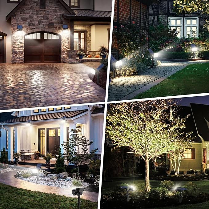 102 LED Solar Spot Lights Outdoor Waterproof IP65, Adjustable Landscape Spotlights, [8 Pack/4 Modes] Auto On/Off Solar Powered Flood Lights for Outside Yard Garden Wall Pathway (Cool White) WENATY