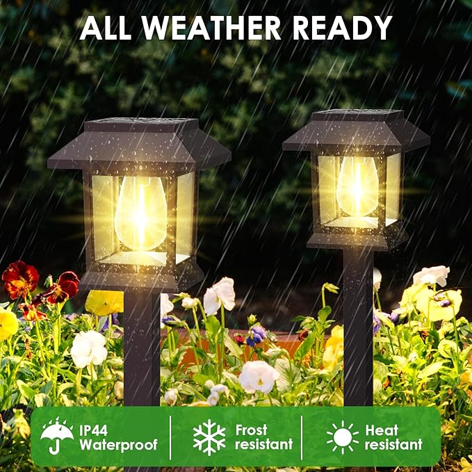 Solar Outdoor Lights, 12 Pack Solar Pathway Lights Waterproof, Landscape Lighting for Path Walkway Lawn Garden Yard Outside Décor, Brown SolarOutdoorLights