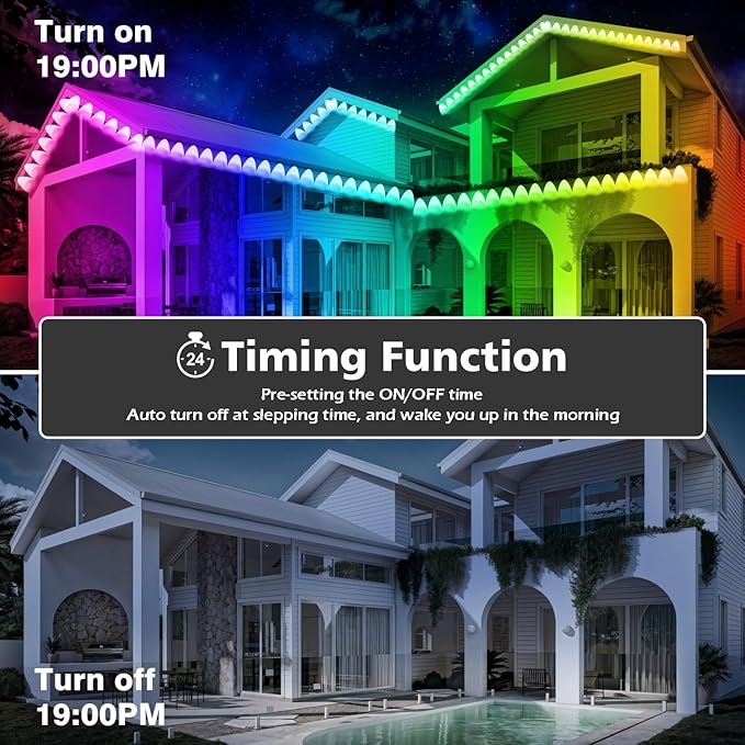 FBZ 300FT Permanent Outdoor RGB Lights - IP67 Waterproof with Smart App Control Remote,DIY Scene Modes, Music Synchronization,Eaves Lights for Garden Decor,Deck,Christmas Rootora