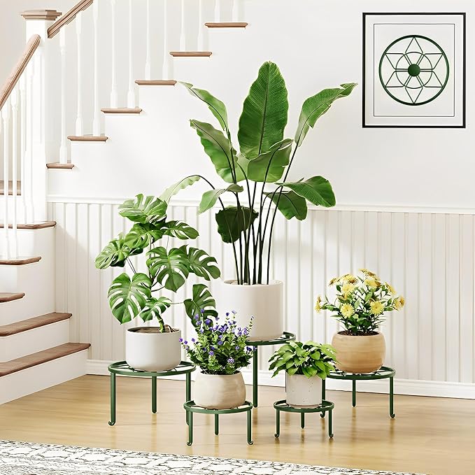 5 Pack Potted Plant Holder for Garden Home 5-Pack Metal Plant Stand Indoor Outdoor Rustproof Iron Corner Flower Pot Stand Holder for Homme Garden Rootora