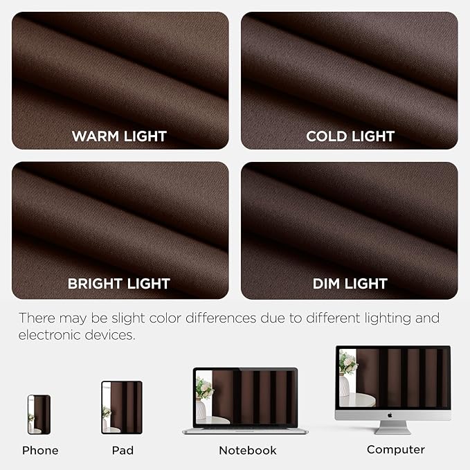 Joydeco Blackout Patio Sliding Door Curtains 108 Inches Long, Grommet Privacy Room Divider Curtains, Extra Wide Thermal Blackout Drapes for Bedroom Living Room (Chocolate, 70Wx108L, 1 Panel) JOYDECO