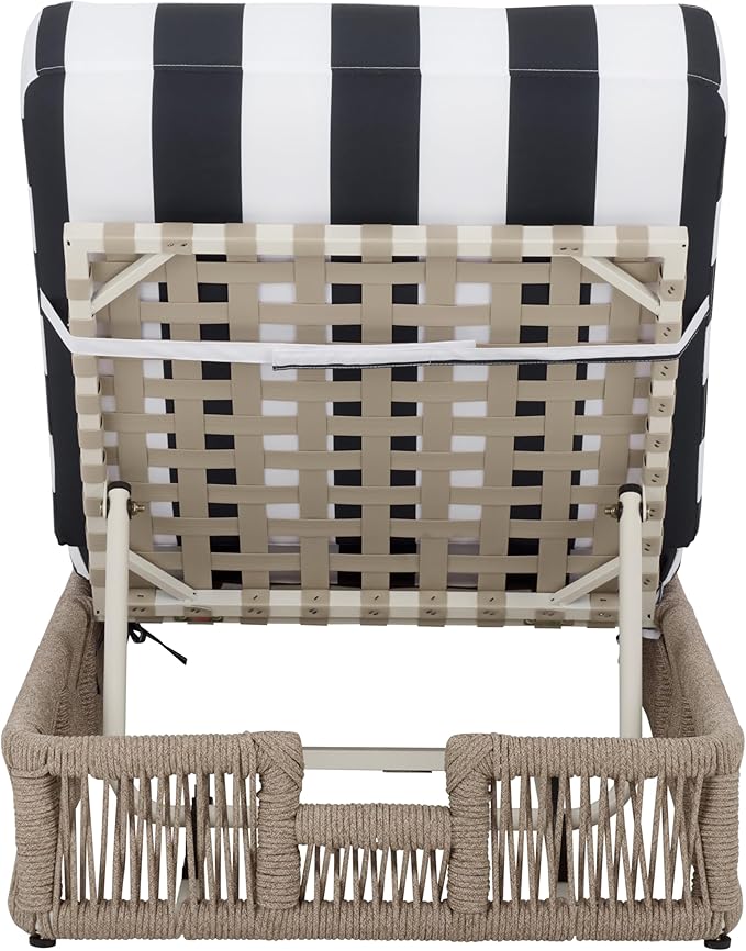 SAFAVIEH Outdoor Patio Furniture Collection - Gillian Heather Tan Rope Daybed, Navy Stripe Cushion, Coastal Sunlounger, Fully Assembled (PAT7527F) SAFAVIEH