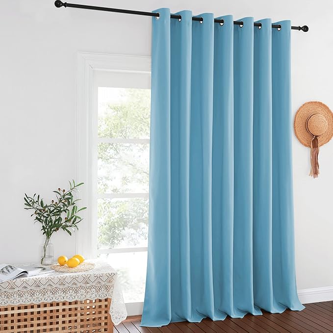 NICETOWN Teal Blue Blackout Curtains for Bedroom/Living Room 132 Inch Length - Thermal Insulated Room Darkening Grommet Top Window Curtains (100 by 132 - Inch, 1 Panel) NICETOWN