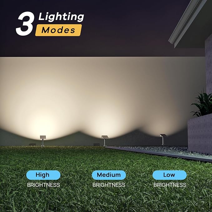 Consciot Solar Spot Lights Outdoor, 4 Pack, White, 600 Lumens, IP65 Waterproof, 6500K Daylight, Solar Landscape Lights for Yard Garden Tree House Consciot