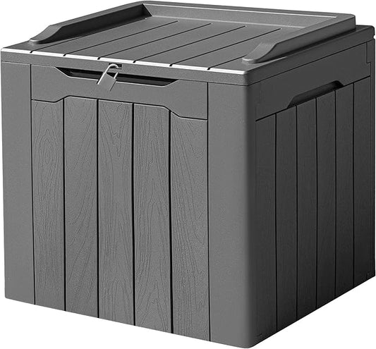 Devoko 31 Gallon Waterproof Outdoor Storage Box Resin Deck Box Lockable and UV Resistant for Patio Furniture,Garden Tools (Grey) DEVOKO
