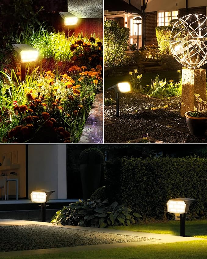 HIBOITEC Solar Spot Lights Outdoor Waterproof 59LED Landscape Lights Solar Powered Uplights Adjustable Brightness Dusk to Dawn for Outside Garden Yard Trees 6 Packs Warm White HIBOITEC