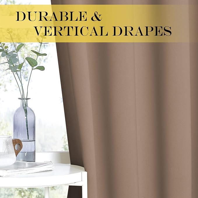 NICETOWN Bedroom Curtain Room Darkening Drapery 102 inches Length - Home Fashion Thermal Insulated Grommet Room Darkening Curtain for Living Room (Cappuccino, 1 Panel, 52 x 102 inches) NICETOWN