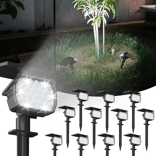VOLISUN Solar Spotlight Outdoor, IP67 Waterproof Solar Landscape Spot Lights，Uplights for Yard Garden Pathway - 12 Pack (Cool White) 27 LED 3 Lighting Modes VOLISUN