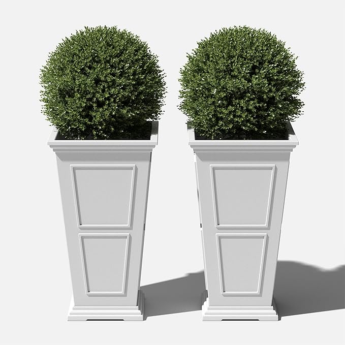 Veradek Fairmont Tall Plastic Planter - Large Outdoor Planter for Front Porch | Crack Resistant All-Weather Use | Classic Estate Design for Tall Plants, Flowers, Trees VeradekOutdoor