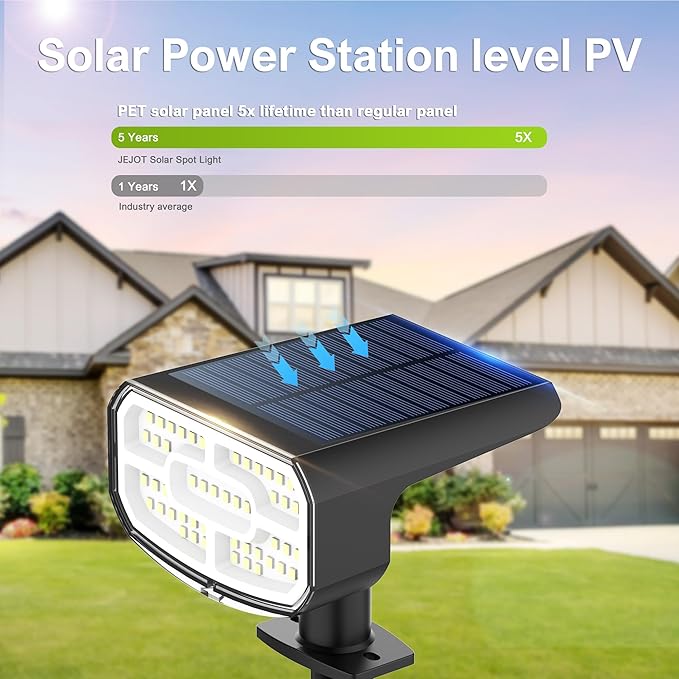 DAMINY Solar Spotlights Outdoor Waterproof IP65,2 CCT(Warm White & Cool White),4 Lighting Modes Solar spot Lights for Yard,Garden,Pathway,Landscape,Auto On/Off-6 Pack DAMINY