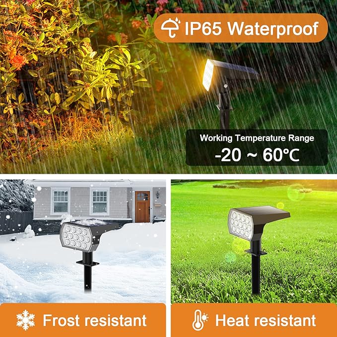 Solar Spot Lights Outdoor Color Changing, [7 Modes/10 Pack] Christmas IP65 Waterproof Landscape Spotlights, Dusk to Dawn Solar Powered Security Light for Patio Gate Walkway Pool Garden Yard Driveway Flaow
