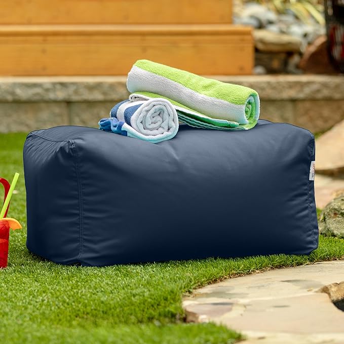 Jaxx Leon Outdoor Bean Bag Ottoman, Navy Blue Jaxx