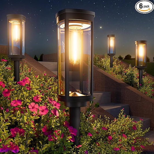 Bright Solar Lights Outdoor 6 Pack, Solar Pathway Lights Waterproof IP65, Auto On/Off Walkway Landscape Lighting, Long Lasting Outdoor Light for Walkway Landscape Path Yard Lawn Patio Decor BITPOTT