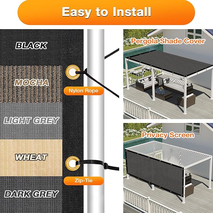 Artpuch Outdoor Pergola Shade Cover 6x19 FT Sun Shade Cloth with Grommets Dark Grey 90% UV Protection Canopy Patio Privacy Screen (Customized Available) Artpuch