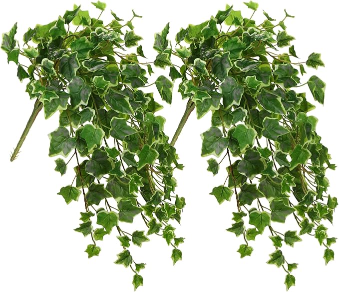 Hollyone 2pcs Artificial Hanging Plants 24" Fake Ivy Vine Faux Ivy Leaves Hanging Plant Greenery for Wall House Room Patio Indoor Outdoor Home Shelf Office Wedding Decor Hollyone