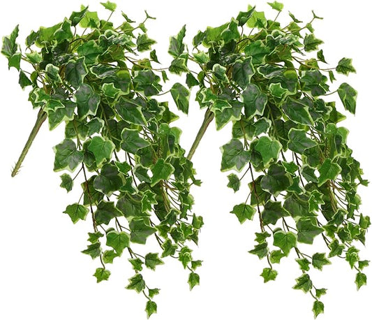 Hollyone 2pcs Artificial Hanging Plants 24" Fake Ivy Vine Faux Ivy Leaves Hanging Plant Greenery for Wall House Room Patio Indoor Outdoor Home Shelf Office Wedding Decor Hollyone