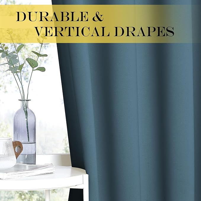 NICETOWN Door Curtain for Closet Doors 80 Inches Long 1 Panel, Blackout Doorway Curtain for Open Closet Bedroom, Room Divider Living Room for Privacy (Smoky Blue, 1 Panel, 46W x 80L) NICETOWN