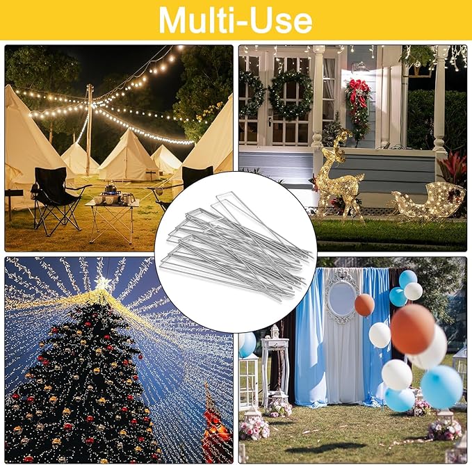 HongWay 100 Pack 6 Inch Landscape Staples, Galvanized Garden Stakes 11 Gauge U-shaped Tent Stakes Yard Pins Plant Cover Stakes Ground Staples for Landscaping Fabric, Lawn, Turf, Fence, Irrigation Hose HongWay
